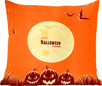 Produktbild von MuchoWow® Zierkissen Sofakissen Wohnzimmer Dekokissen 50x50 cm Eine Illustration des Vollmonds an Halloween - Komfort - Sofakissen