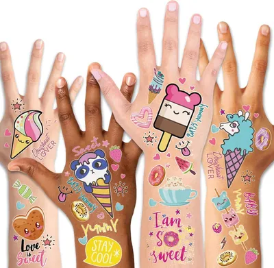 Produktbild von Kinder Tattoos Set 176pcs Kuchen Bonbon Eiscreme temporäre Aufkleber