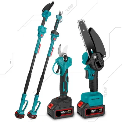 Produktbild von Teleskopischer Mini-Kettenäxt - Heckenschere - Kettenäxt - Handsäge - 3-in-1 - Akkubetrieben - 3500W - 15 cm (6 Zoll)