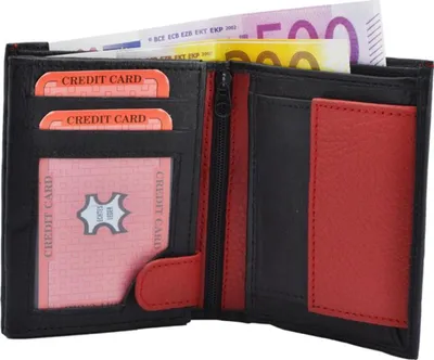 Produktbild von Geldbörse Nappa-Leder Kombibörse schwarz/rot