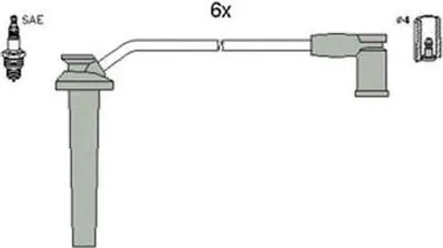 Produktbild von HITACHI 134372 Zündkabelsatz Zündleitungssatz