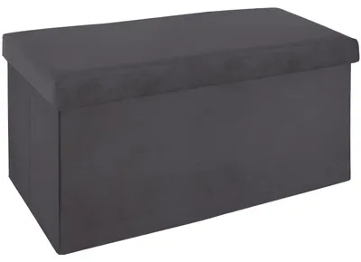 Produktbild von Atmosphera Pouf/Hocker - Aufbewahrungsbox - dunkelgrau - PU/MDF - 76 x 38 cm