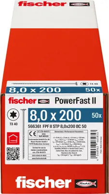 Produktbild von Fischer 566361, Schraube, Verzinkter Stahl, Holz, Zink, Teilgewinde, Senkkopf