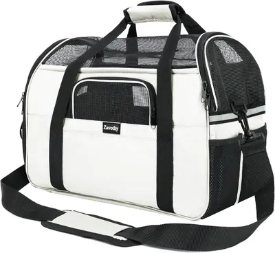 Image de Sac de transport pour chiens et chats, taille M, respirant et pliable, pour animaux de compagnie, dimensions : 43 x 23 x 31 cm, couleur beige