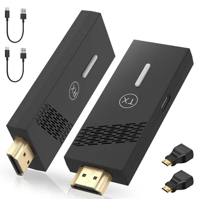 Obrázok produktu pre INF 5G bezdrôtová HDMI sada na zrkadlenie obrazovky – bod-bod vysielač a prijímač HDMI, 1080p 60Hz, pripoj a používaj pre laptop, PC a hernú konzolu na TV alebo projektor