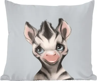 Produktbild von MuchoWow® Zierkissen Sofakissen Wohnzimmer Dekokissen 45x45 cm Zebra - Dschungel - Grau - Schlafpolster - Polster für das Sofa