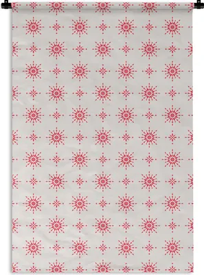 Produktbild von MuchoWow® Wandteppich Wandbehang Sterne - Rot - Winter - Weihnachten - Muster 120x180 cm Tapisserie Dekoration Wandtuch - Schlafzimmer - Dekorationen für das Haus