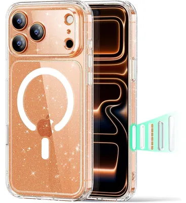 Image de Coque pour iPhone 17 Pro avec contrôle de l'appareil photo, MagSafe, protection renforcée et effet pailleté transparent