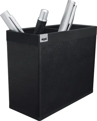 Produktbild von Stifteköcher cintano : S saphirschwarzes Kunstleder B130x T107x H60mm mit 2 Fächern Packung mit 6 Stück