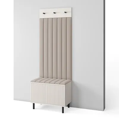 Produktbild von Garderoben-Set Ritmo version 6 mit Schuhregal und Polsterplatten, Ideal für Flur und Eingangsbereich (Cashmere, Trinity 02)