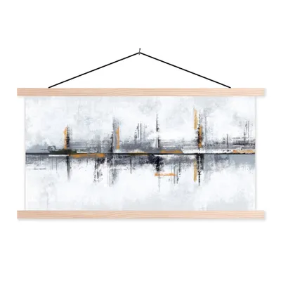 Produktbild von MuchoWow® Textilposter Malerei - Abstrakt - Ölgemälde - Architektur 120x60 cm mit holzfarbenen Rahmen - Klemmleiste