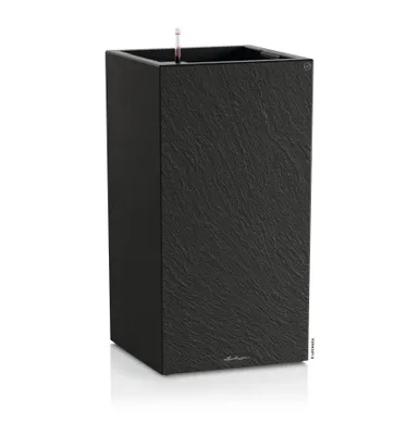 Produktbild von LECHUZA-Pflanzgefäß CANTO Slatestone 40 high dark grey | Pflanzgefäß mit Bewässerungssystem und Pflanzeinsatz | Schiefer-Optik |40 x 40 x 76 cm| 15956