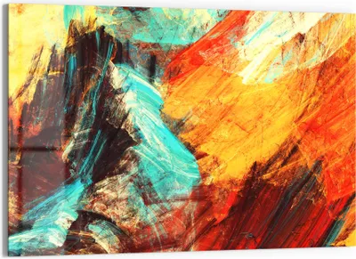 Produktbild von DEQORI Glasbild Echtglas 90x60 cm 'Bunte Pinselstriche' Wandbild Bild modern Deko