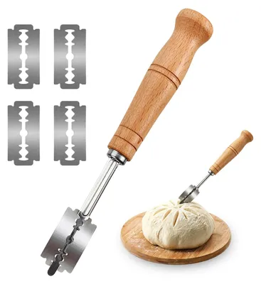 Bäckermesser-Set mit 5 Klingen und Lederscheide, 19 cm