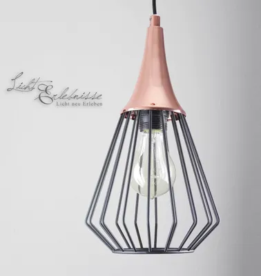 Produktbild von Pendelleuchte Vintage "Nora" Kupfer Schwarz Metall Hängelampe Wohnzimmer Esszimmer Esstisch