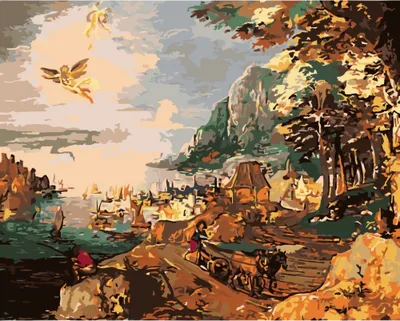 Produktbild von Malerei BY NUMBERS WITH FRAME Bilder für die Malerei - Icarus Fall 50x40 cm