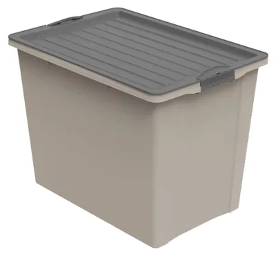 Produktbild von Rotho Aufbewahrungsbox mit Rollen 70L COMPACT ECO - Kunststoffbox je 57,0 x 39,5 x 43,5 cm - Stapelbox mit Deckel - Boxen sicher verschliessbar