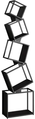 Image de Étagère métallique, 180 cm de hauteur, 5 étagères, finition noire mate, design géométrique