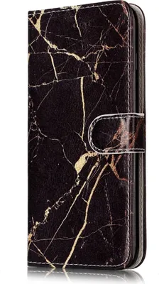 Produktbild von Mobigear Marble iPhone 8 Plus Hülle Klapphülle Geldbörse - Schwarz