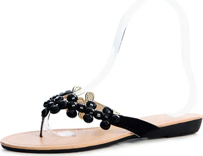 Produktbild von Glitzer Sandalen Zehentrenner 1178, Farbe:Strand - Schwarz, Größe:37 EU