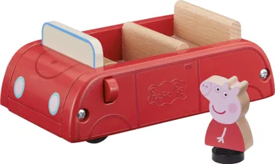 Produktbild von Peppa Wutz Holz Spielzeug - rotes Familienauto (mit Peppa Figur) Spielzeugauto
