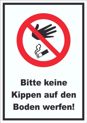 Produktbild von Bitte keine Kippen auf den Boden werfen Aufkleber A9 (37x52mm)