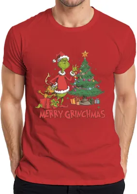 Produktbild von Merry Grinchmas Grinch Weihnachtsbaum Geschenke Weihnachten Herren T-Shirt, Rot, S