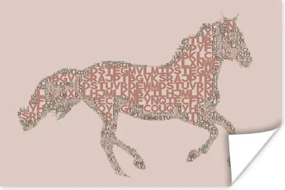 Produktbild von MuchoWow® Poster Pferd - Briefe - Rosa - Mädchen - Kinder - Mädchen 60x40 cm - Schlafzimmerdekoration
