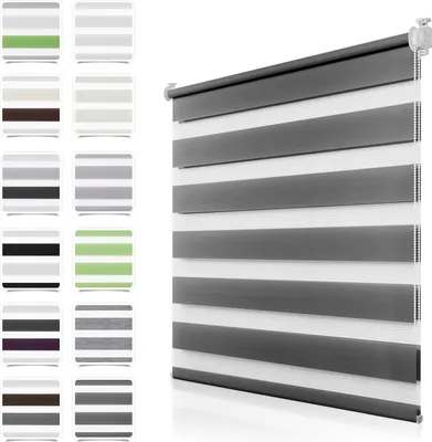 Produktbild von Doppelrollo 110x150 cm Duo Rollo Klemmfix ohne Bohren Anthrazit