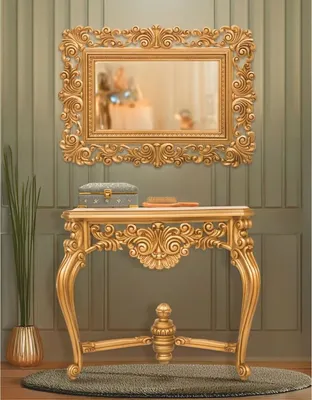 Image de Casa Padrino Console de luxe baroque avec miroir mural doré - Meubles baroques somptueux