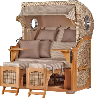 Produktbild von Strandkorb-Set - bene living - Ammersee Teak - PE shell - Modell 510 - inkl. Liftersystem