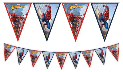 Produktbild von Wimpelkette Spiderman Girlande Fanions Rot Blau Gelb -