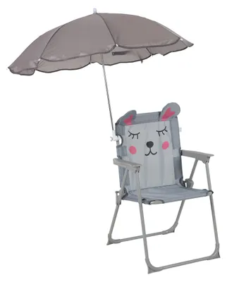 Produktbild von Relaxdays Kinder Klappstuhl, Campingstuhl mit Sonnenschirm, HBT: 51,5x36x37,5 cm, Maus, Picknickstuhl outdoor, bunt, KI-generiertes Bild