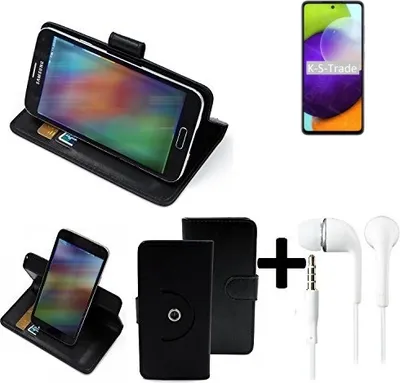 Produktbild von K-S-Trade Handy Hülle Schutz Hülle + Kopfhörer kompatibel mit Samsung Galaxy A52 Handyhülle Flipcase Smartphone Cover Handy Schutz Tasche