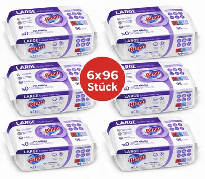 Produktbild von Bingo Feuchttücher Lavendel 6x96 Blatt – Vorteilspack