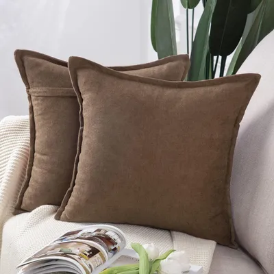 Produktbild von Set mit 2 dekorativen Chenille-Kissenbezügen, weiche Dekokissenbezüge für Sofa oder Schlafzimmer, quadratisch, 50 x 50 cm