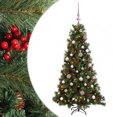Image de Arbre de Noël artificiel vidaXL avec boules de Noël, 150 cm, 150 LED