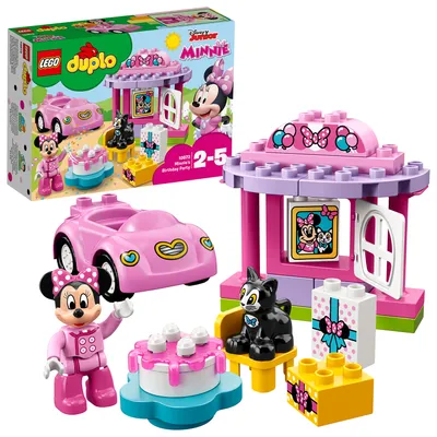Produktbild von LEGO 10873 DUPLO Disney Minnies Geburtsparty, Spielzeug ab 2 Jahre, Lernspielzeug mit Bausteinen, Set mit Spielzeugauto, Minnie Mouse und Katze