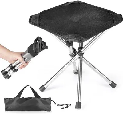 Image de Tabouret pliant noir pour le camping et la pêche