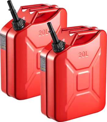 Produktbild von Benzinkanister 20 l 2er-Pack - Metall-Kraftstoffkanister - Mit Ausgießer und Komfortgriff - Max. Durchfluss 6 l/min - Für Auto, Motorrad, ATV/UTV - Rot