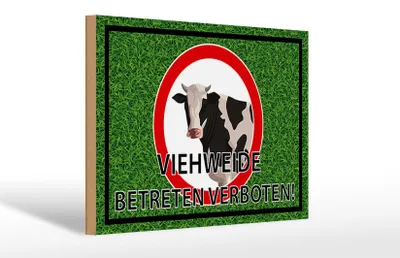 Produktbild von Holzschild Hinweis 30x20cm Viehweide Betreten verboten