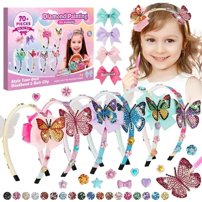 Immagine prodotto di Kit per creare gioielli: cerchietti e accessori con strass, più di 70 pezzi, adatto a bambini dai 5 anni in su