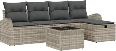 Produktbild von vidaXL Gartensofa-set 6 stk. Hellgrau Poly-Rattan