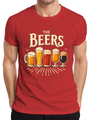 Zdjęcie produktu dla Koszulka męska "Beers Biergläser Craft Beer JGA Saufabend Vatertag", czerwona, rozmiar L