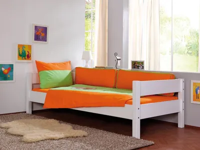 Produktbild von Relita Einzelbett Nik in Buche massiv, weiß lackiert, Liegefläche 90x200 cm, ohne Bettkasten