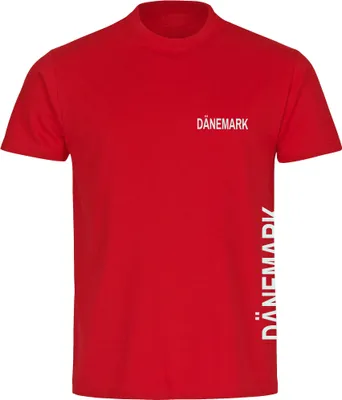 Produktbild von multifanshop Herren T-Shirt - Dänemark - Brust & Seite, rot, Größe XL