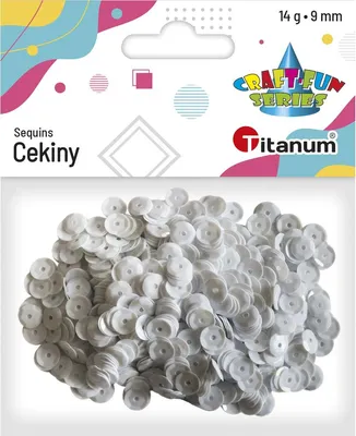 Produktbild von Runde Pailletten 9mm x 14g weiß Titanum