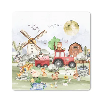 Produktbild von MuchoWow® Mauspad Mousepad Bauernhof - Traktor - Kinder - Tiere 20x20 cm - Mousepads - Maus Mat - Pad - Mausunterlage - Desk Mat - Bureauartikeln