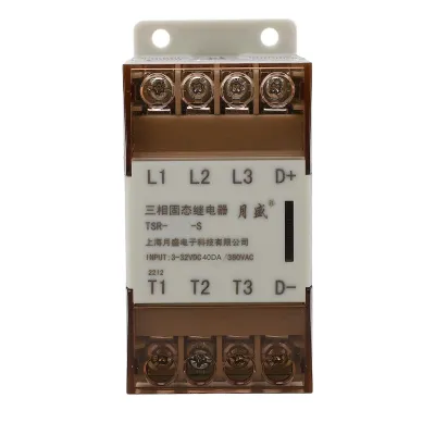 Productafbeelding van Driefasige halfgeleiderrelais met koellichaam, 3–32 V DC stuurspanning, 24–380 V AC belastingsspanning, witte behuizing, 40 A, model TSR 40DA S