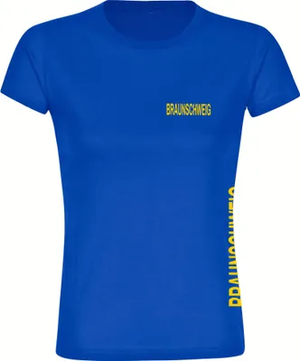 Produktbild von multifanshop Damen T-Shirt - Braunschweig - Brust & Seite, blau, Größe XL